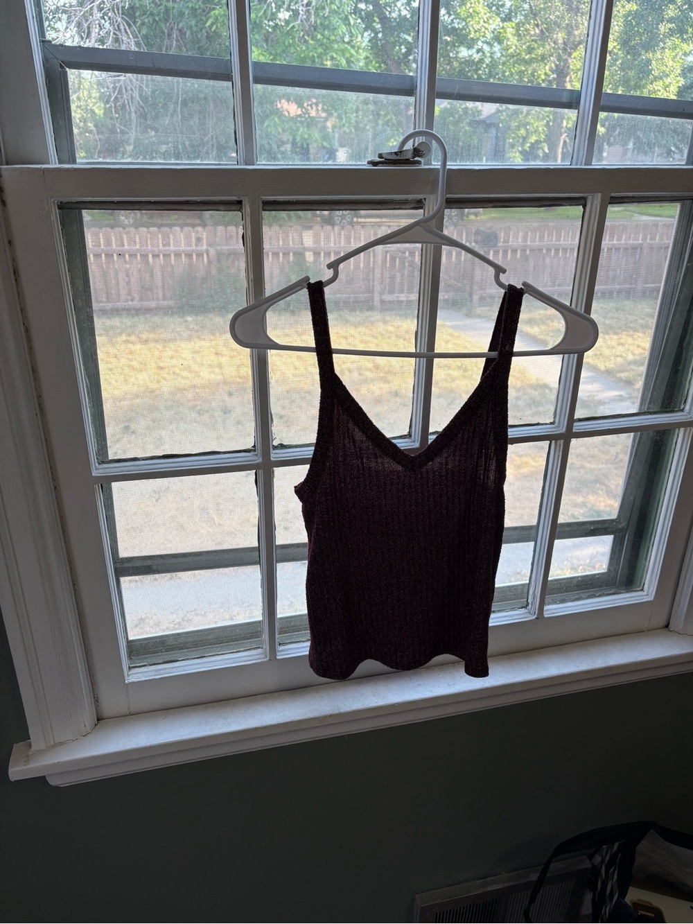 Ribbed V-Neck Camisole in Deep Burgundy